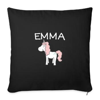 Emma's name children - Sofa pillowcase 17,3'' x 17,3'' (45 x 45 cm) - black - Front
