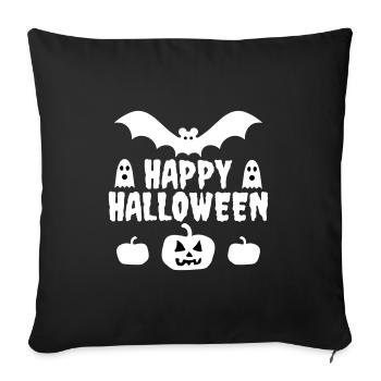 Happy halloween (bat, ghosts, pumpkins) - Sofa pillowcase 17,3'' x 17,3'' (45 x 45 cm) - black - Front