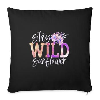 Stay Wild sunflower - Sofa pillowcase 17,3'' x 17,3'' (45 x 45 cm) - black - Front