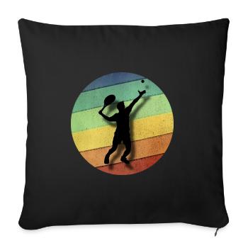 Tennis Tennisspieler Geschenk Kreis - Sofakissenbezug 45 x 45 cm - Schwarz - Vorne