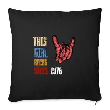 This girl rocks since 1978 | Rock'n'Roll | Geschen - Sofa pillowcase 17,3'' x 17,3'' (45 x 45 cm) - black - Front
