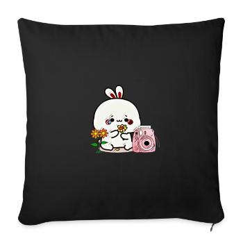 Hase für Kinder | Geschenk - Sofakissenbezug 45 x 45 cm - Schwarz - Vorne