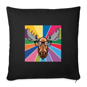 Moose Cool in Glasses Colorful King of the Forest - Sofa pillowcase 17,3'' x 17,3'' (45 x 45 cm) - black - Front