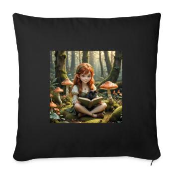 Elfe aux champignons - Housse de coussin décorative 45 x 45 cm - noir - Devant