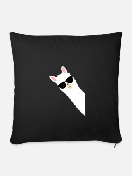 Cooles Alpaka mit Sonnenbrille - Sofakissenbezug 45 x 45 cm - Schwarz
