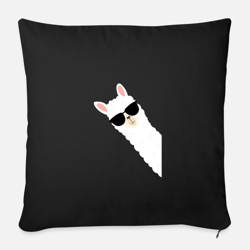 Alpaga cool avec des lunettes de soleil - Housse de coussin décorative 45 x 45 cm - noir