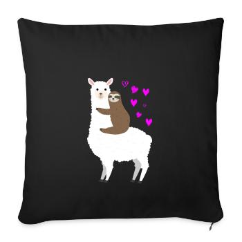 Alpaca Faultier Liebe - Sofakissenbezug 45 x 45 cm - Schwarz - Vorne