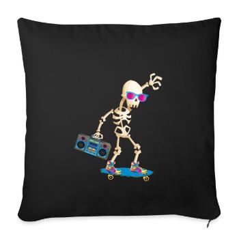 Skeleton Skateboard Party 70s 80s 90s - Sofa pillowcase 17,3'' x 17,3'' (45 x 45 cm) - black - Front
