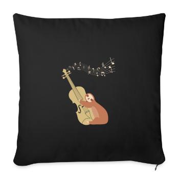 Violon paresse paresseux musique avec des notes musicales - Housse de coussin décorative 45 x 45 cm - noir - Devant