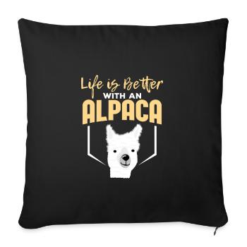 La vie est meilleure avec un alpaga - Housse de coussin décorative 45 x 45 cm - noir - Devant