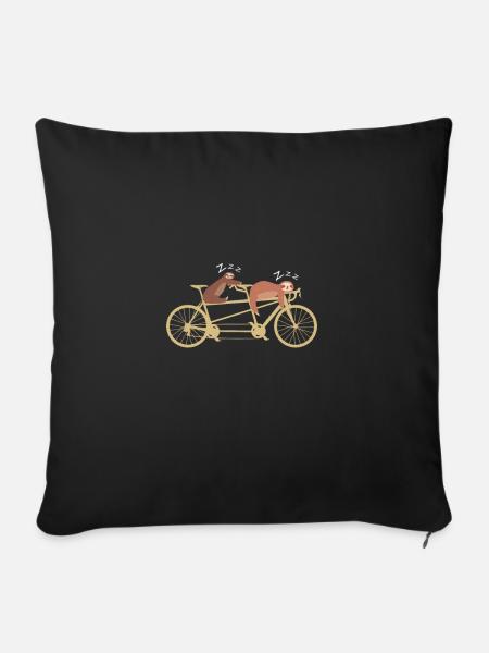 Tandem Fahrrad Faultiere schlafen - Sofakissenbezug 45 x 45 cm - Schwarz
