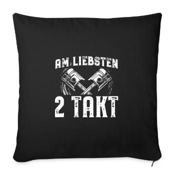 Moped Enduro - Am Liebsten Zweitakt - Mopedfahrer - Sofakissenbezug 45 x 45 cm - Schwarz - Vorne