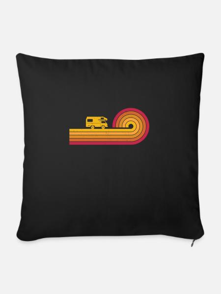 Retro Wohnmobil Vintage Womo Alkoven Camper Motiv - Sofakissenbezug 45 x 45 cm - Schwarz