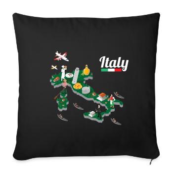 Italy Map - Bella Italia Vacation Souvenir - Sofa pillowcase 17,3'' x 17,3'' (45 x 45 cm) - black - Front
