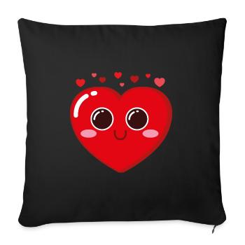 Heart black - Sofa pillowcase 17,3'' x 17,3'' (45 x 45 cm) - black - Front