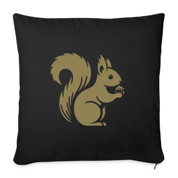 Silhouette d’écureuil minimaliste avec écrou - Housse de coussin décorative 45 x 45 cm - noir - Devant