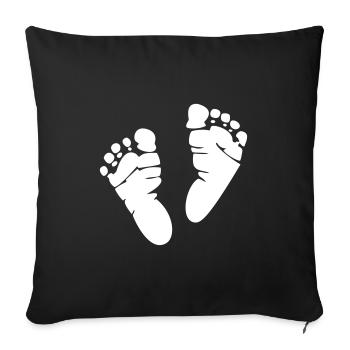 Bébé pieds empreinte bébé enceinte grossesse - Housse de coussin décorative 45 x 45 cm - noir - Devant