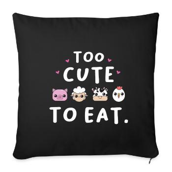 Bien-être animal végétalien Trop mignon Végétarien végétalien - Housse de coussin décorative 45 x 45 cm - noir - Devant