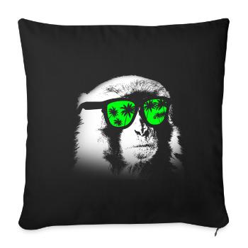Affe DJ mit Kopfhörer und Sonnenbrille Geschenk Pa - Sofakissenbezug 45 x 45 cm - Schwarz - Vorne
