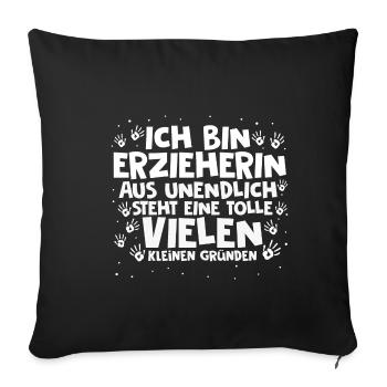 Erzieherin Kita Kiga Kindergarten Tagesmutter Erzi - Sofakissenbezug 45 x 45 cm - Schwarz - Vorne