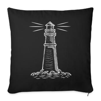 Phare de la mer du Nord de la mer Baltique côte nord - Housse de coussin décorative 45 x 45 cm - noir - Devant
