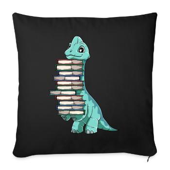 Dinosaurier Bücher Dino Lesen Langhals - Sofakissenbezug 45 x 45 cm - Schwarz - Vorne