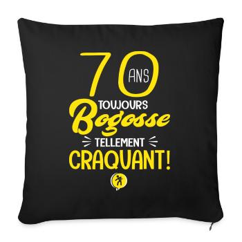 70 ans bogosse humour anniversaire 70 ans - Housse de coussin décorative 45 x 45 cm - noir - Devant