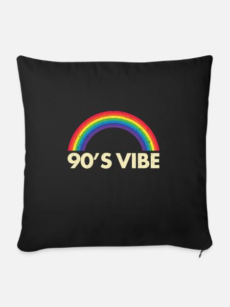 90s Jahre Regenbogen - Sofakissenbezug 45 x 45 cm - Schwarz