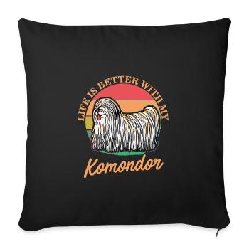 La vie est meilleure avec Komondor - Housse de coussin décorative 45 x 45 cm - noir - Devant