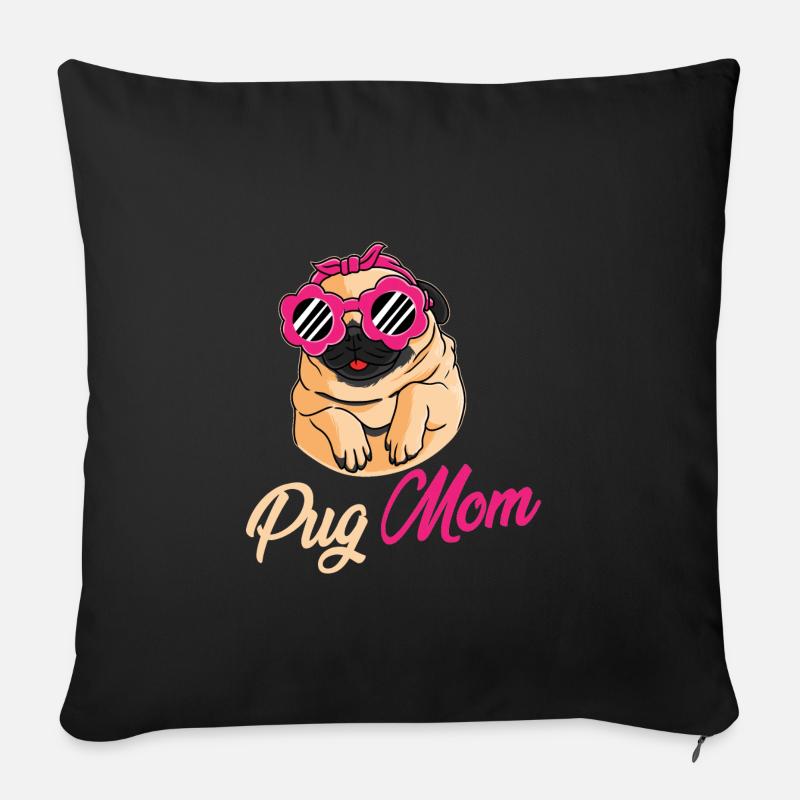 Pug Mom - Sofakissenbezug 45 x 45 cm - Schwarz