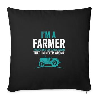 Bauer Shirt mit Traktor - Sofakissenbezug 45 x 45 cm - Schwarz - Vorne