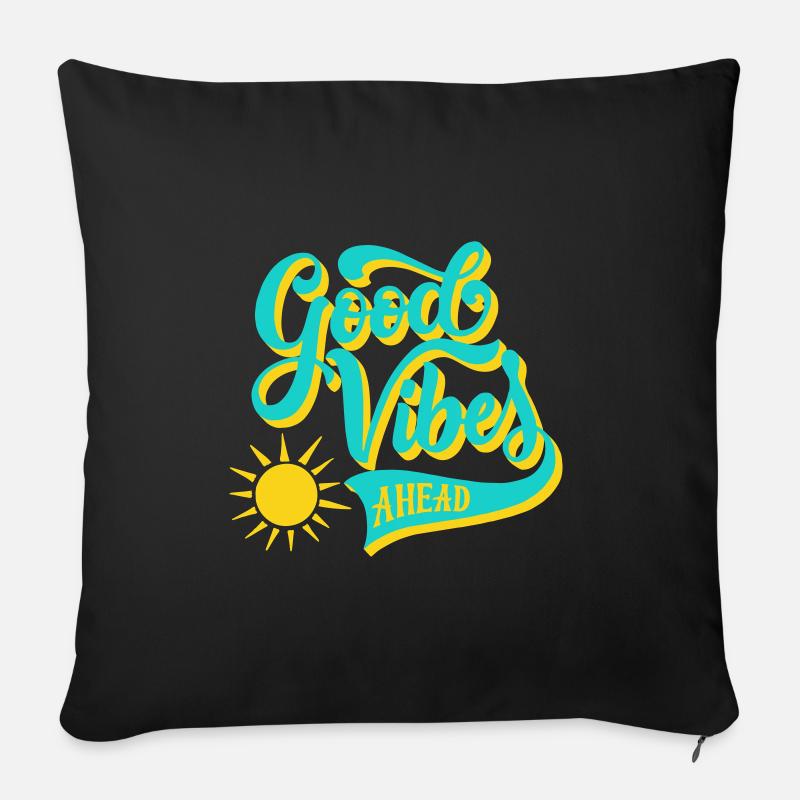 Bonnes vibrations - Housse de coussin décorative 45 x 45 cm - noir