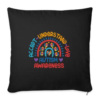 LES AUTISTES ACCEPTENT D’AIMER LA COMPRÉHENSION EN DISANT CONSCIEMMENT - Housse de coussin décorative 45 x 45 cm - noir - Devant