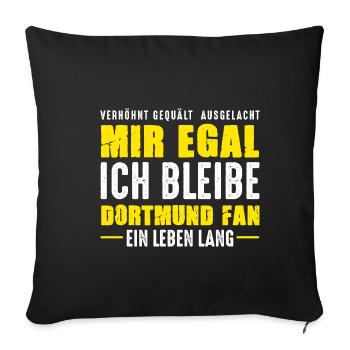 Dortmund Fan Ein Leben Lang Dortmunder Spruch - Sofakissenbezug 45 x 45 cm - Schwarz - Vorne