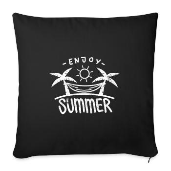SOMMER GENIEßEN PALMEN STRAND URLAUB REISEN MOTIV - Sofakissenbezug 45 x 45 cm - Schwarz - Vorne