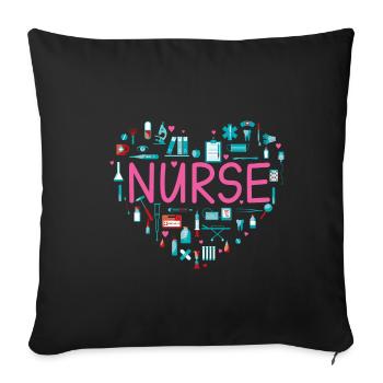 Nurse Heart Nurse Gift Nursing - Sofa pillowcase 17,3'' x 17,3'' (45 x 45 cm) - black - Front