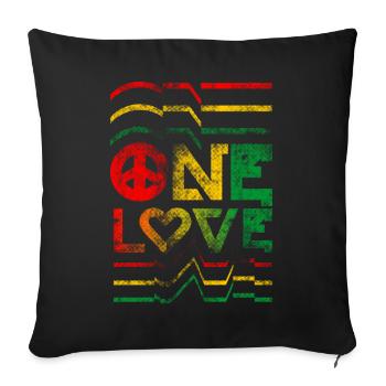 un amour reggae t-shirt en détresse rouge jaune vert - Housse de coussin décorative 45 x 45 cm - noir - Devant