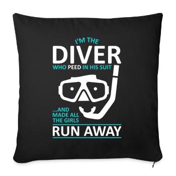 Scuba Diving Funny Scuba Diver - Sofa pillowcase 17,3'' x 17,3'' (45 x 45 cm) - black - Front