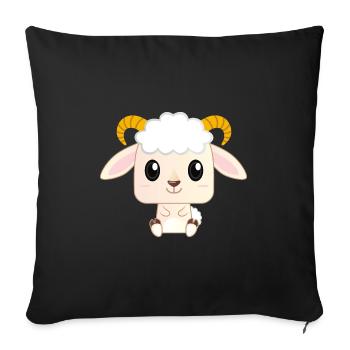 Dessin animé mignon bébé chèvre - Housse de coussin décorative 45 x 45 cm - noir - Devant