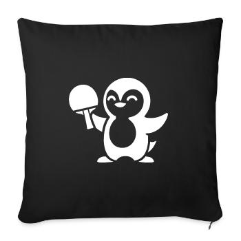 Silhouette de ping-pong pingouin minimaliste - Housse de coussin décorative 45 x 45 cm - noir - Devant
