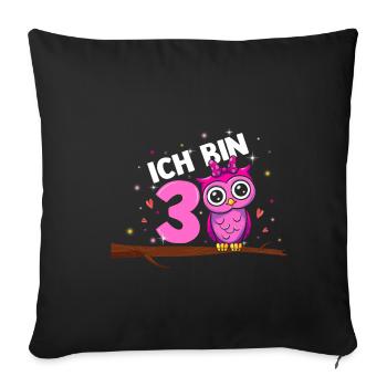 Ich bin 3 - 3 Jahre alt 3. Geburtstag Motiv 3 jähr - Sofakissenbezug 45 x 45 cm - Schwarz - Vorne
