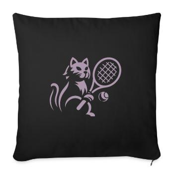 Minimalist silhouette cat tennis player - Sofa pillowcase 17,3'' x 17,3'' (45 x 45 cm) - black - Front