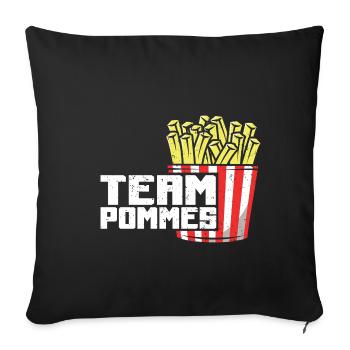 Team Pommes French Fries Crew Pommes Frites Gesche - Sofakissenbezug 45 x 45 cm - Schwarz - Vorne
