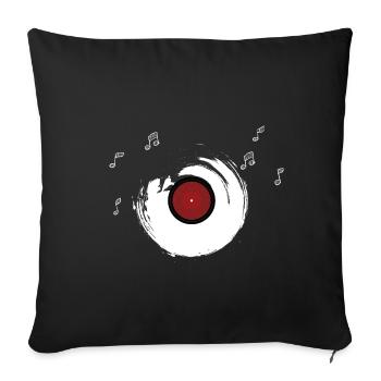 Platine Vinyle Cadeau Jazz & Oldschool - Housse de coussin décorative 45 x 45 cm - noir - Devant
