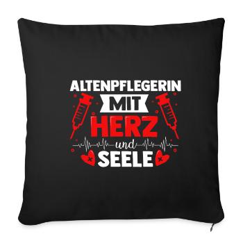 Altenpflegerin mit Herz und Seele - Pflegekraft Pf - Sofakissenbezug 45 x 45 cm - Schwarz - Vorne