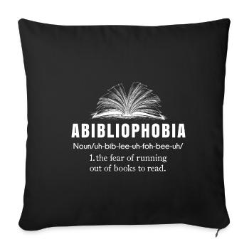 Abibliophobie Lire un livre cadeau de littérature drôle - Housse de coussin décorative 45 x 45 cm - noir - Devant
