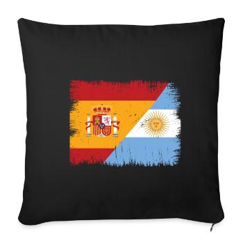 Argentine Espagne Drapeau de l’Argentine Cadeau - Housse de coussin décorative 45 x 45 cm - noir - Devant
