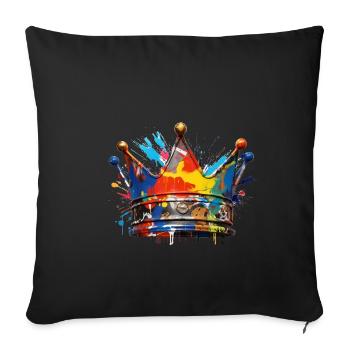 BUNTE KRONE FASSERFARBEN - Sofakissenbezug 45 x 45 cm - Schwarz - Vorne