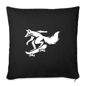 Minimalistischer Fuchs auf Skateboard Silhouette S - Sofakissenbezug 45 x 45 cm - Schwarz - Vorne