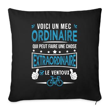 mec ordinaire le ventoux à vélo velo cycliste - Housse de coussin décorative 45 x 45 cm - noir - Devant